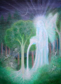 keeper of the trees faery painting by Bernadette Wulf